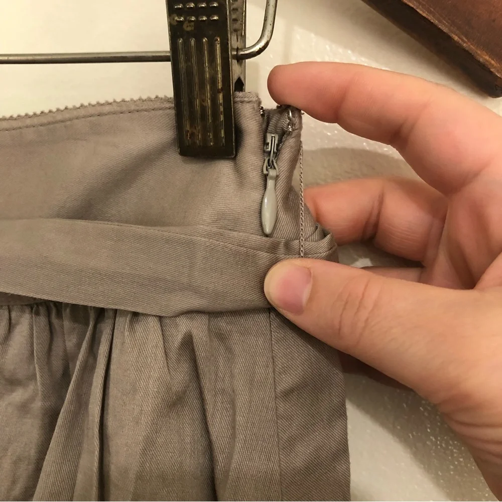 J. Crew beige cotton waist bow tie full tea length skirt - Picture 2 of 12